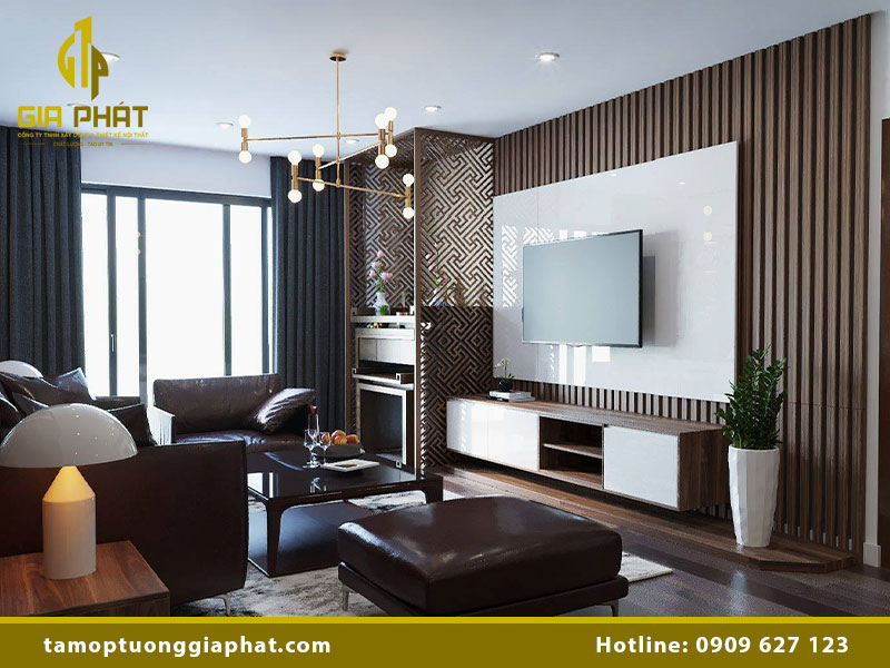 Lam sóng ốp tường phòng khách sang trọng & độc đáo