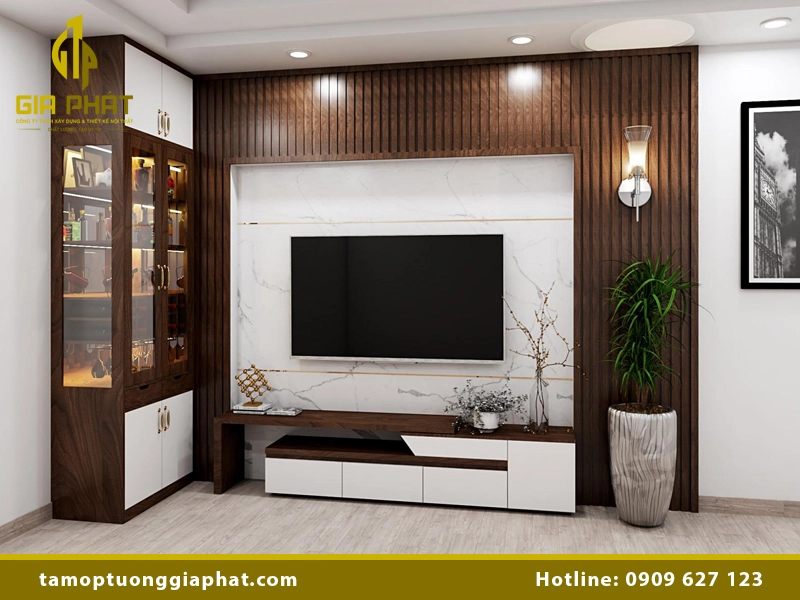 Vách Tivi Nhựa Giả Vân Đá Đẹp